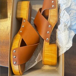 Women's Brown Leather Platform Sandals